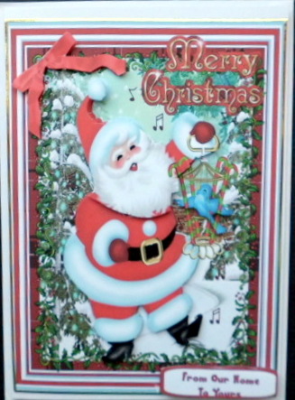 Lovely Santa in the Snow with a Bird  by Mary Murphy