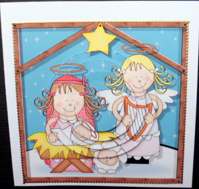 Xmas Nativity Stable Mary Jesus & Angel Circle Pyramage by Mary Murphy