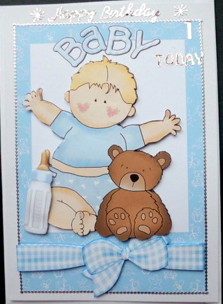 Baby Boy with Teddy Bear and Bottle by Mary Murphy