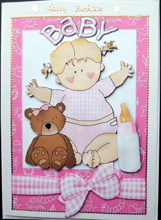 Baby Girl with Teddy Bear and Bottle by Mary Murphy