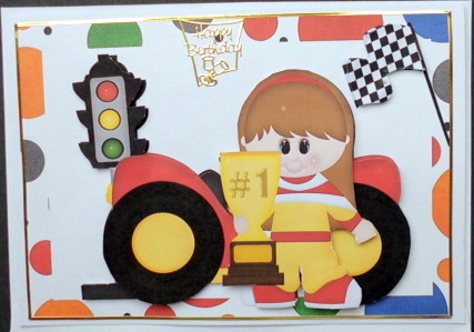 Little Racer Girl with Red Sports Car by Mary Murphy