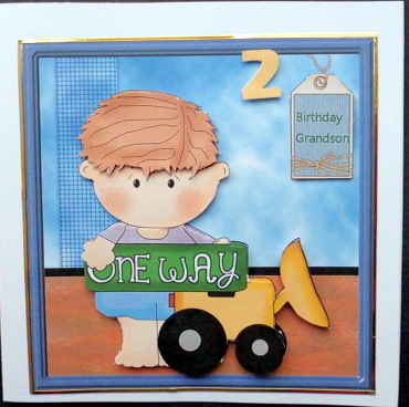 One Way Traffic Card Front with Decoupage by Mary Murphy