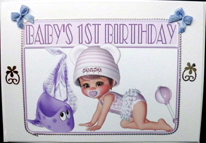 Crawling Baby Girl with Potty in Lilac Frame by Mary Murphy