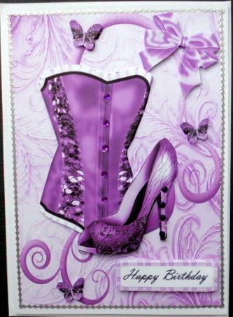 Purple Ladies Corset with Purple Shoe by Mary Murphy