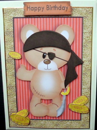 Pirate Bear Holding Small Silver Sword by Mary Murphy