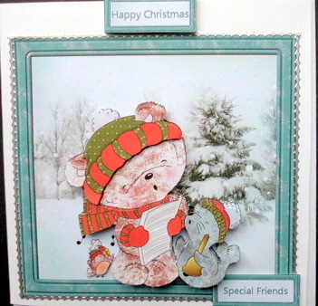 Ted's Choir Friends Card with Decoupage by Mary Murphy