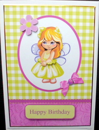 Cute Fairy Card Front with Decoupage by Mary Murphy