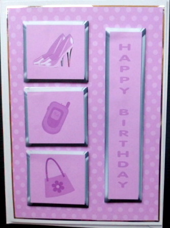 Mobile Phone, Shoes & Handbag Decoupage Card by Mary Murphy