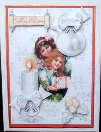 Red with White Candle with Vintage Image by Mary Murphy