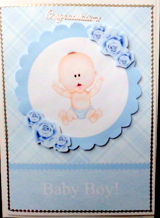 Cute Baby Boy Card Front with Decoupage by Mary Murphy