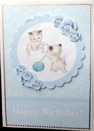 Little Kittens Birthday Decoupage Card by Mary Murphy