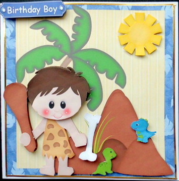 Cave Boy with Little Dinosaurs Topper by Mary Murphy