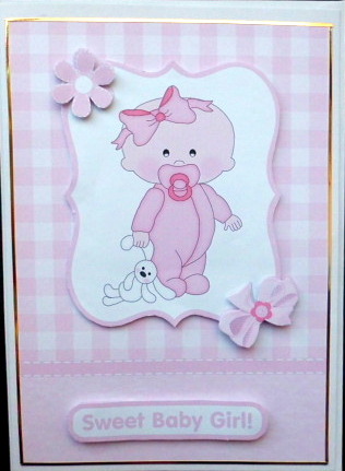Sweet Baby Girl Card Front with Decoupage by Mary Murphy