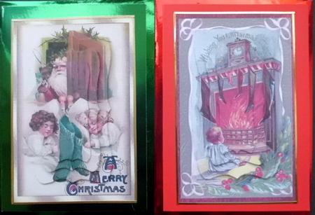2 Vintage Santa Pyramid Toppers #11 by Mary Murphy
