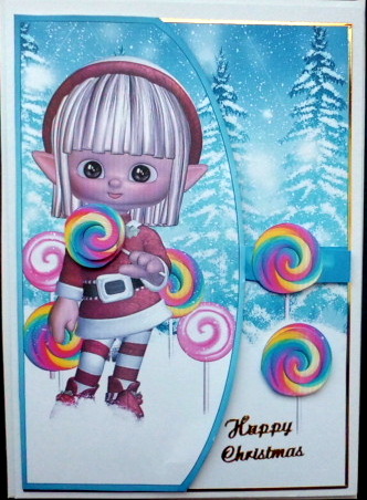 Lollipop Elf Christmas Envelope Quick Card by Mary Murphy
