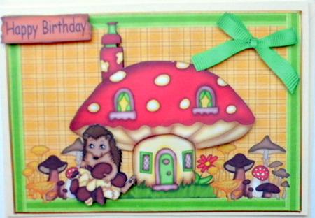Cute Little Hedgehog with Toadstools & Mushrooms by Mary Murphy