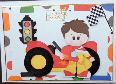 Racer Boy with Red Sports Car by Mary Murphy