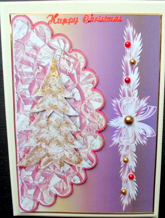 Beautiful Gold Christmas Tree on Scalloped Envelope by Mary Murphy