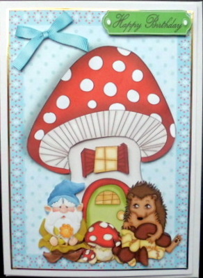 Toad Stool House with Hedgehog & Gnome by Mary Murphy