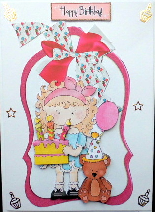 Birthday Girl on a Tag with Teddy by Mary Murphy