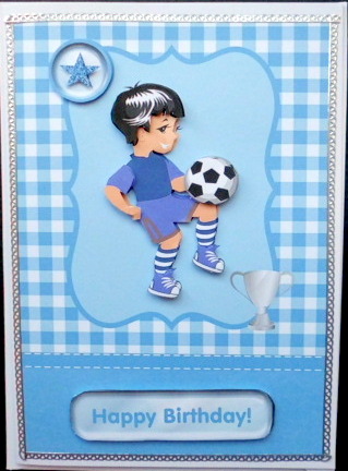 Football Boy Card Front with Decoupage by Mary Murphy