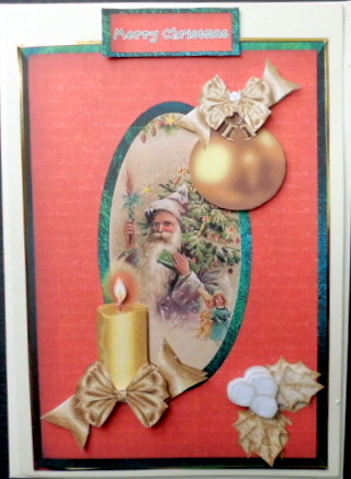 Red & Gold Candles Vintage Santa by Mary Murphy