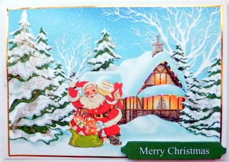 Christmas Cheer Santa Scene Christmas Card by Mary Murphy