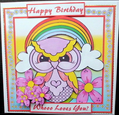 6x6 Rainbow Owl 2 by Mary Murphy