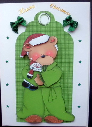 Christmas Bear on a Tag by Mary Murphy