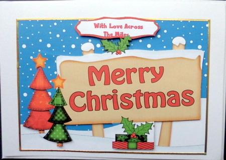 Xmas Merry Christmas Trees Signpost 5x7 Easicut Decoupage by Mary Murphy