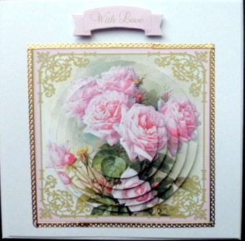 Vintage Pretty Pink Roses Circle Pyramid Decoupage by Mary Murphy