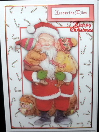 Jolly Vintage Santa with Children in Candycane Frame by Mary Murphy