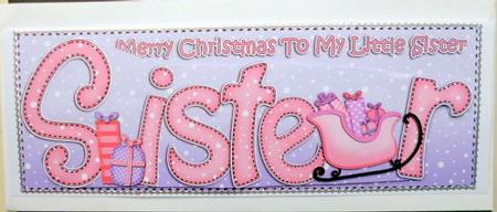 Large Dl Xmas Little Sister Sleigh Quick Card 3D Decoupage by Mary Murphy