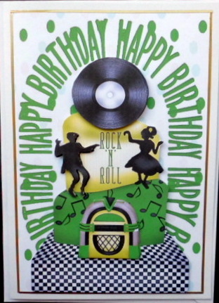 Rock N Roll Birthday Cake in Green by Mary Murphy