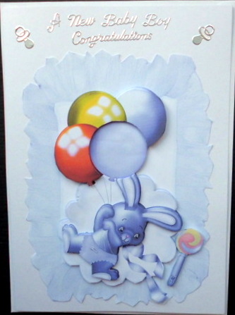 Little Bunny in Silver with Balloons by Mary Murphy