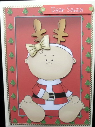 Santa Baby with Reindeer Antlers by Mary Murphy