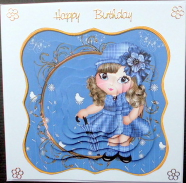 Blue Cutie Bracket Pyramid Topper & Blank Sentiment by Mary Murphy