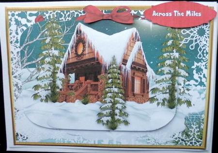 Lovely Snow Covered Log Cabin by Mary Murphy