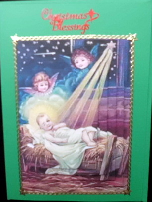 Vintage Baby Jesus in a Crib Pyramids by Mary Murphy