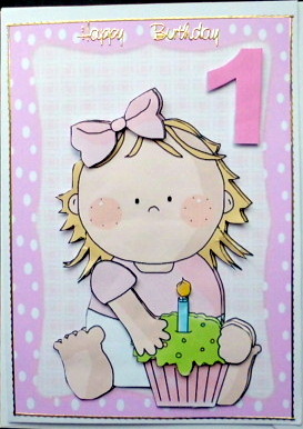 Little Girl with Cupcake in Pink Polka Dot Frame by Mary Murphy