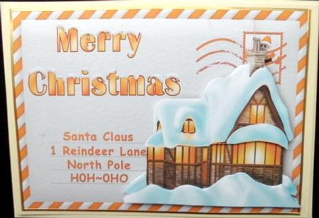 Snow Cottage on Envelope for Santa by Mary Murphy