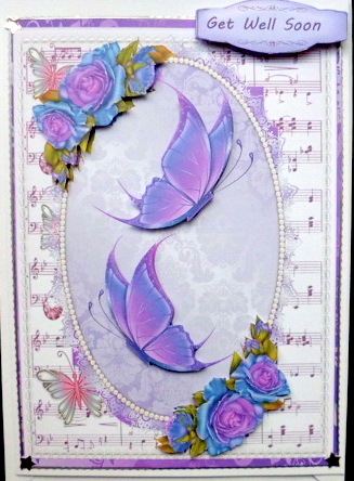 Lovely Roses and Butterflys on Msic Background by Mary Murphy