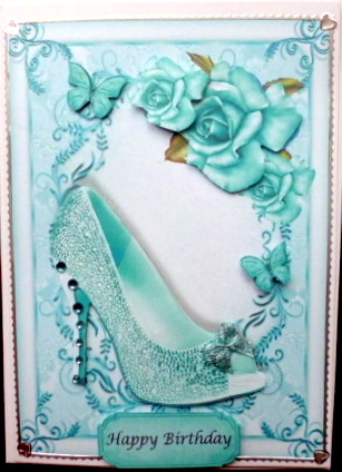 Beautiful Aqua Shoe & Rose's by Mary Murphy