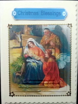 Mary with Baby Jesus in Stable with Pyramids by Mary Murphy
