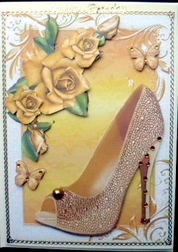 Beautiful Gold Shoe & Roses by Mary Murphy