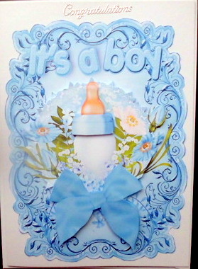 Baby Boys Blue Bottle with Flowers by Mary Murphy