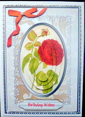 Lovely Red Rose in Silver Frame ( Pyramid ) ) by Mary Murphy