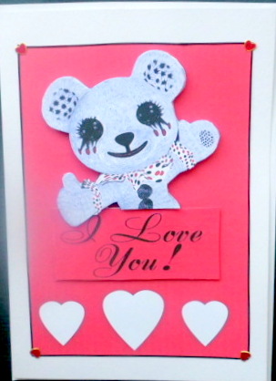 Cute Harlequin Teddy Bear Valentine's Card or Romance by Mary Murphy