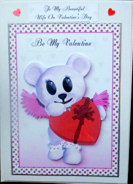 Cute Teddy Bear with Chocolates Valentine's Day Card by Mary Murphy