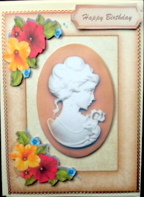 Beautiful Cameo in Cream Frame with Petunias  by Mary Murphy